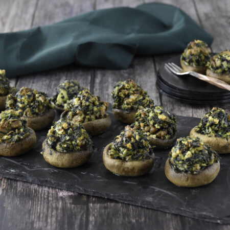 Image of Buffalo Trace™ Whiskey Flavored Seasoning Sausage and Spinach Stuffed Mushrooms Recipe